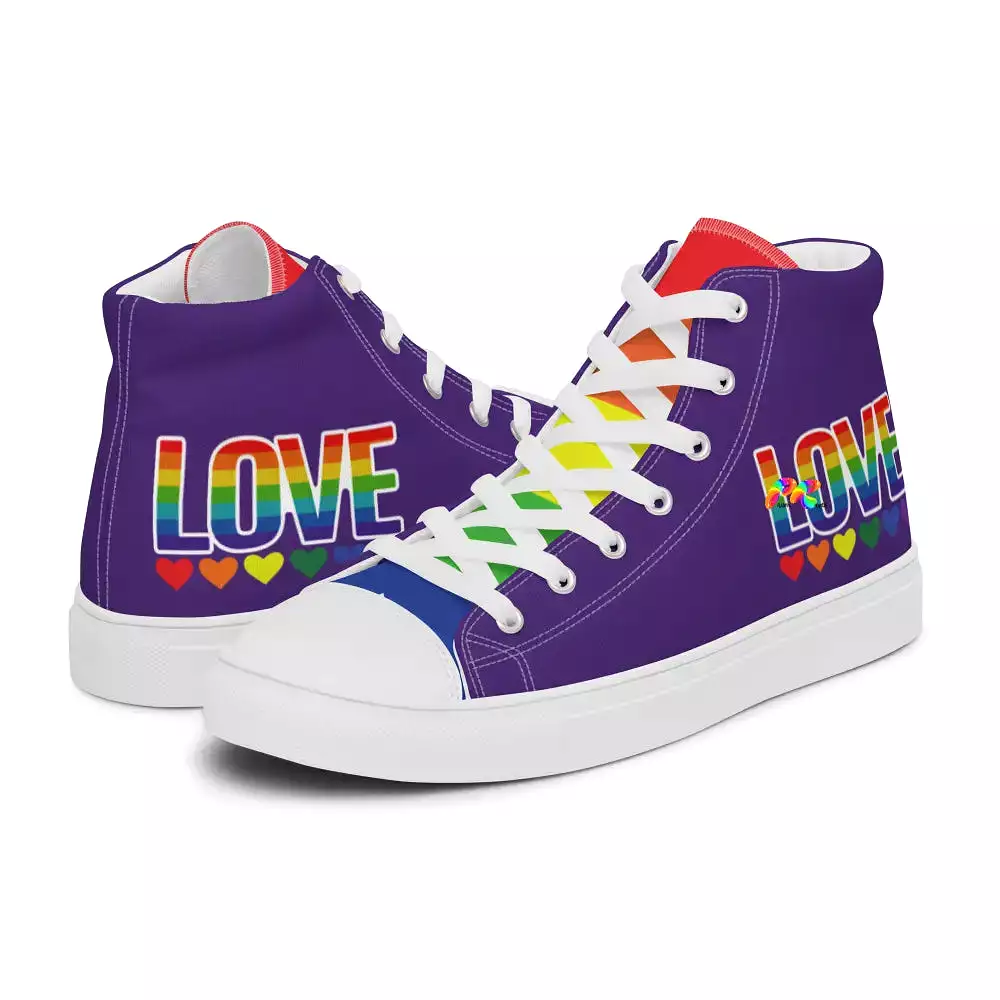 Men's Pride/LGBTQ Purple High Top Canvas Shoes