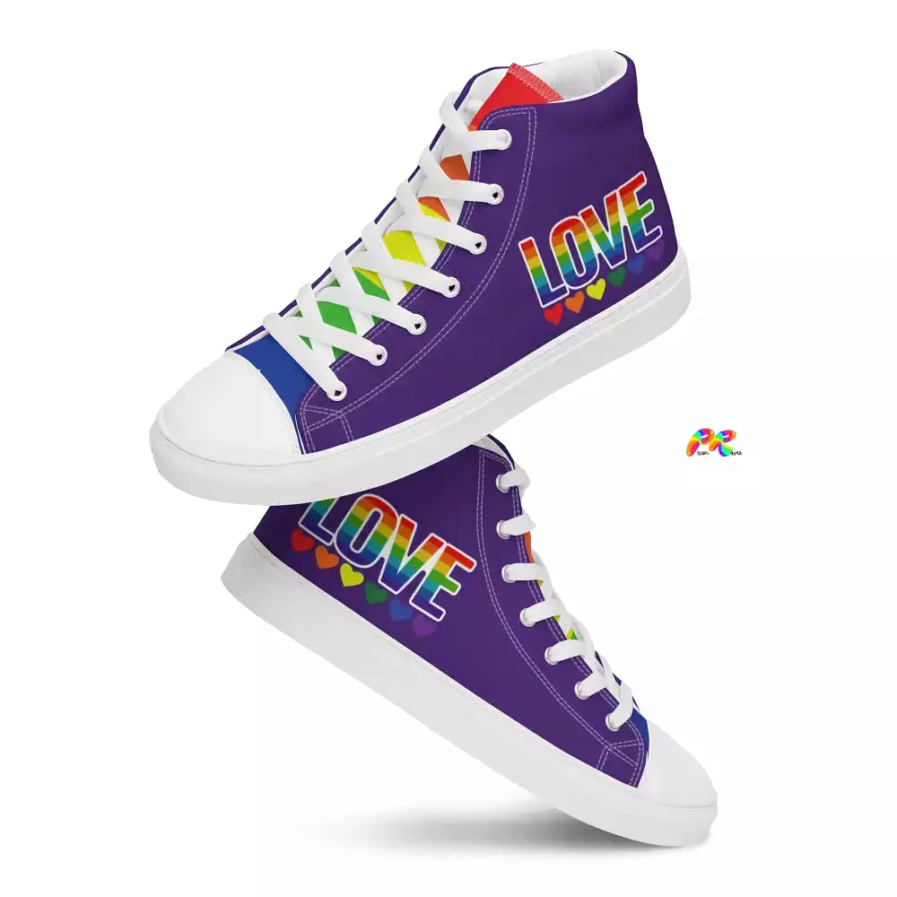 Men's Pride/LGBTQ Purple High Top Canvas Shoes