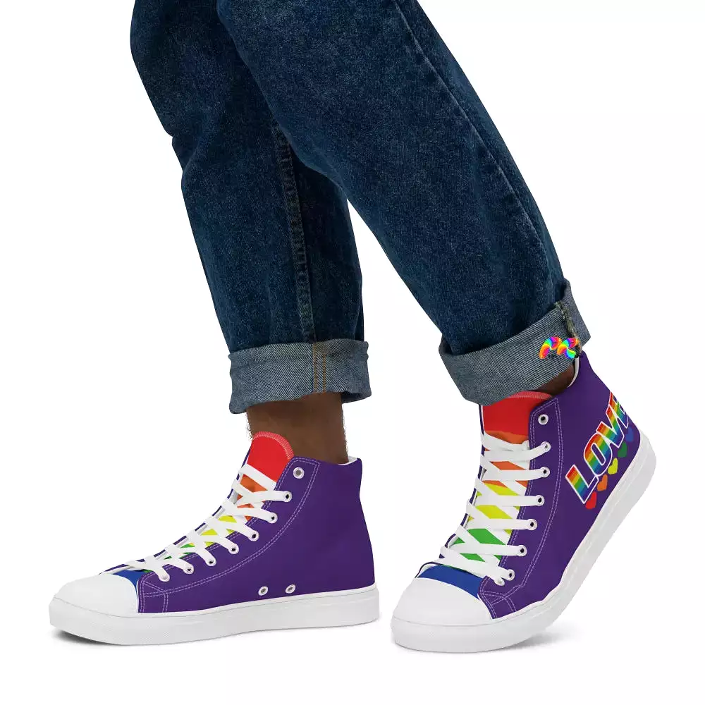 Men's Pride/LGBTQ Purple High Top Canvas Shoes