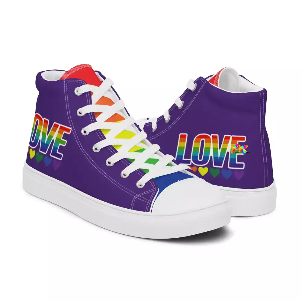 Men's Pride/LGBTQ Purple High Top Canvas Shoes