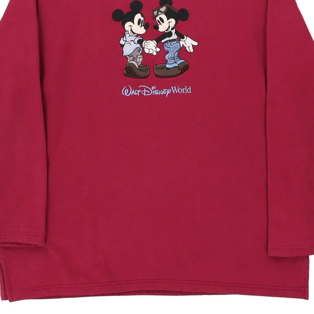 Mickey&Minnie Disney Embroidered Sweater Vest - XL Pink Cotton Blend