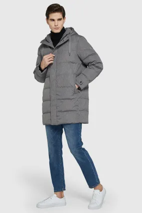 Mid-Length Warm Hooded Puffer Down Jacket