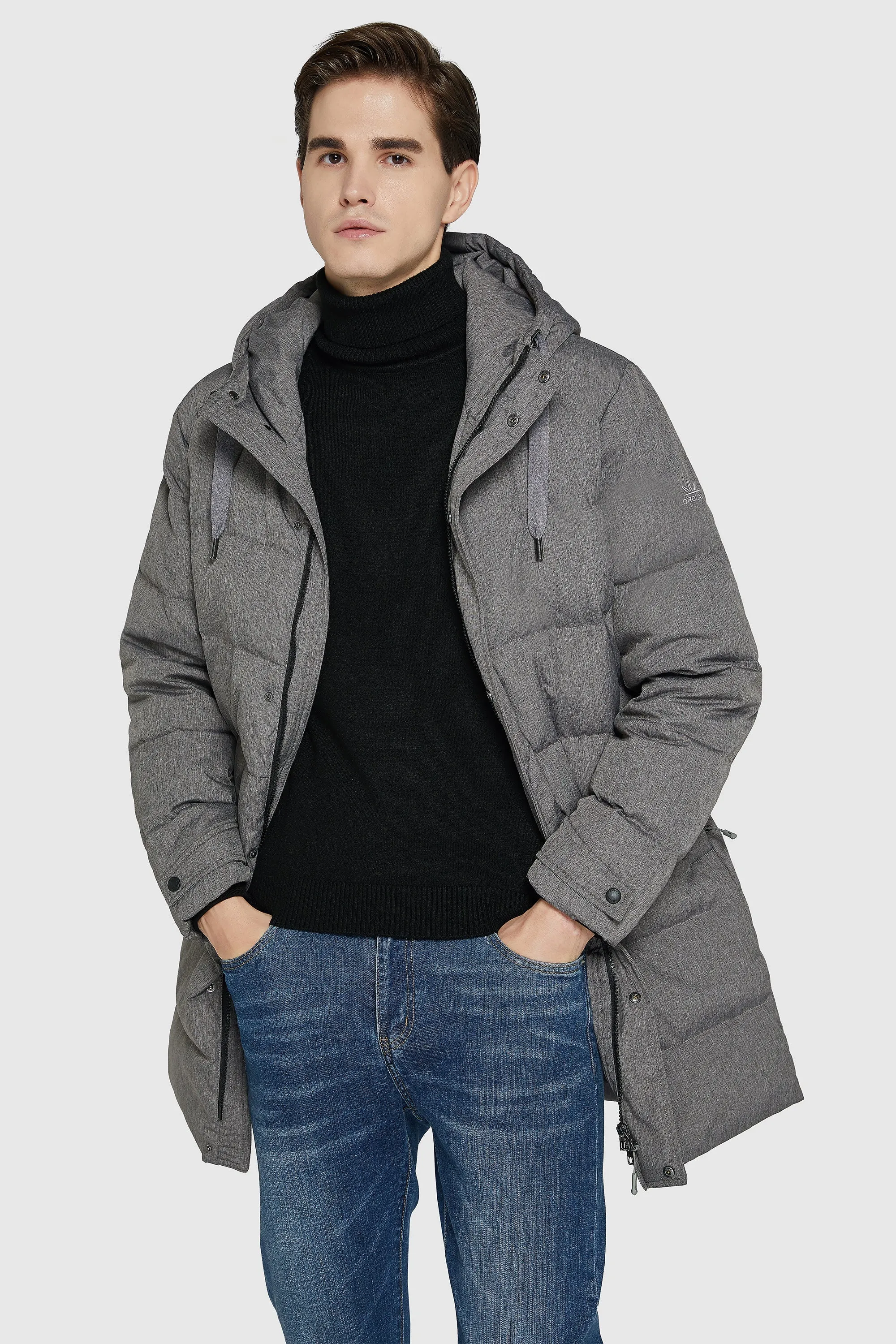 Mid-Length Warm Hooded Puffer Down Jacket