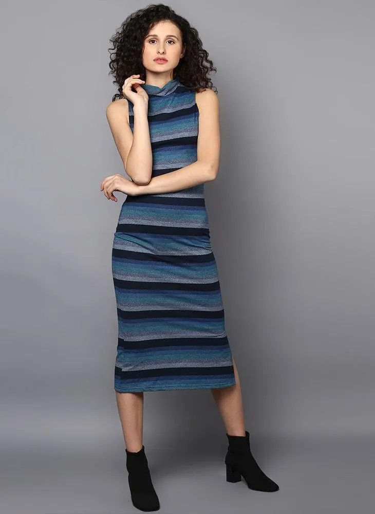 Midi Length Sleeveless Striped Dress