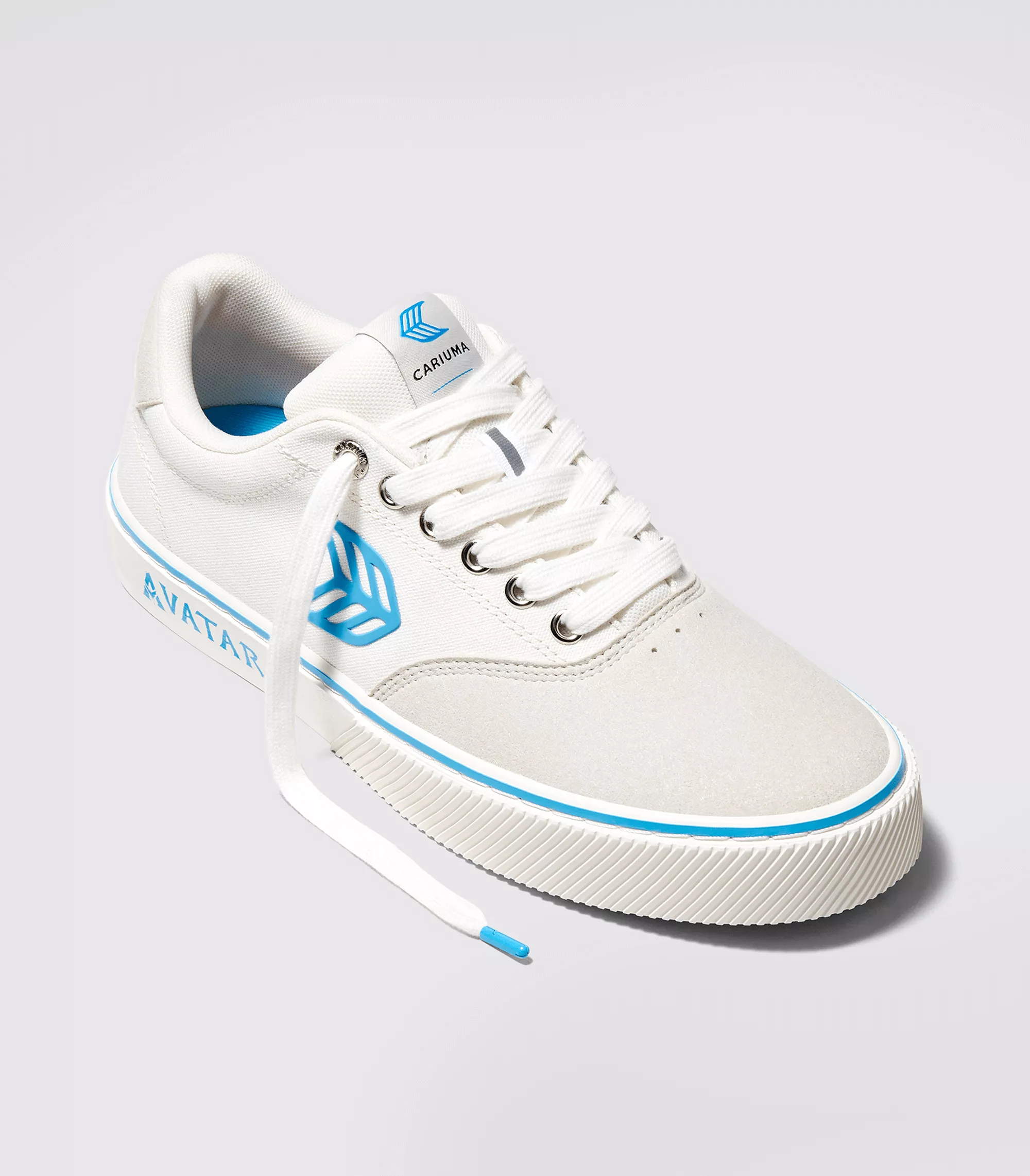 NAIOCA PRO AVATAR Vintage White Suede Off-White Canvas Blue Logo Sneaker Women