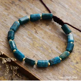 Natural Blue Apatite Tube Bead Bracelet