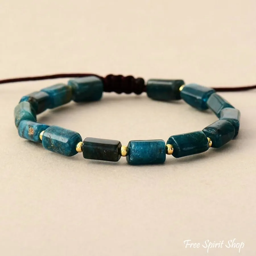 Natural Blue Apatite Tube Bead Bracelet