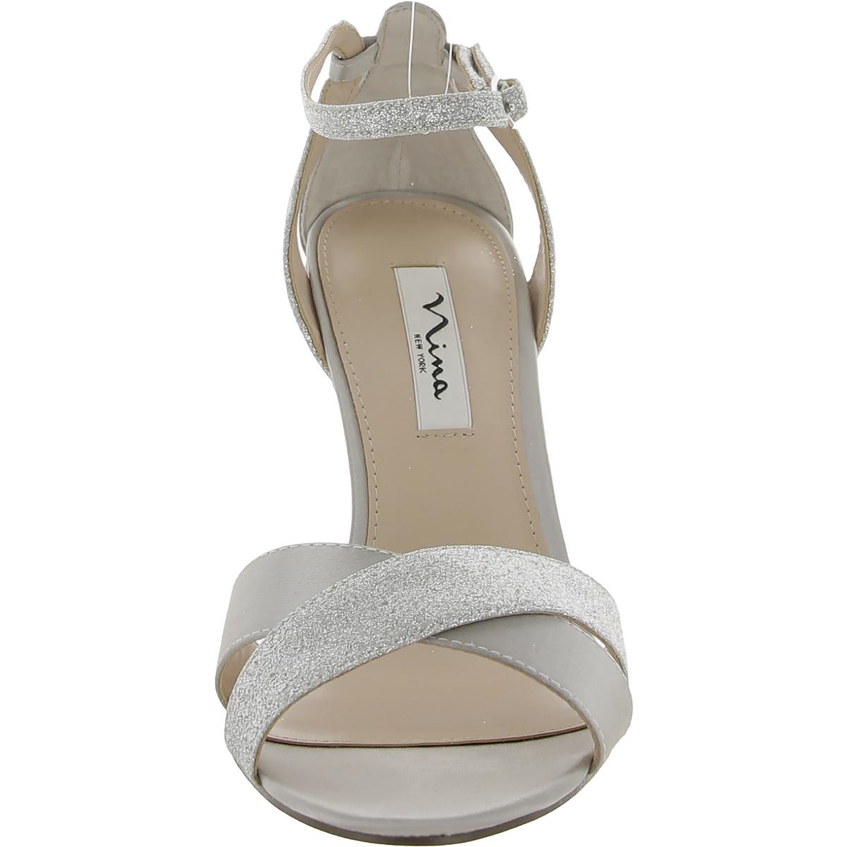 Nina Womens Satin Glitter Heels