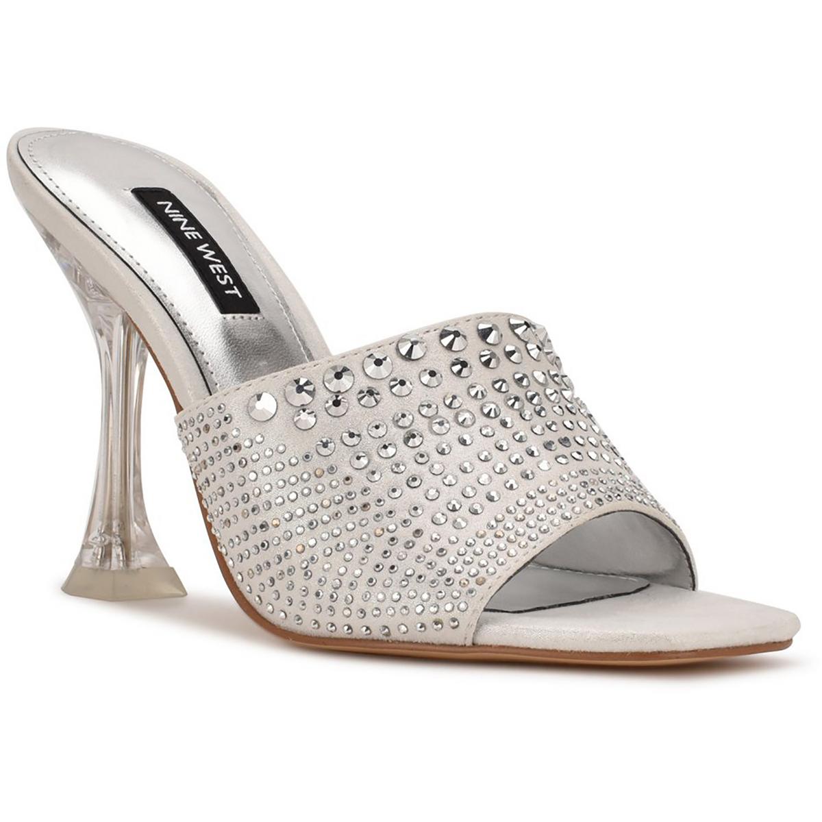 Nine West Womens Ziptip 2 Studded Peep-Toe Slide Sandals