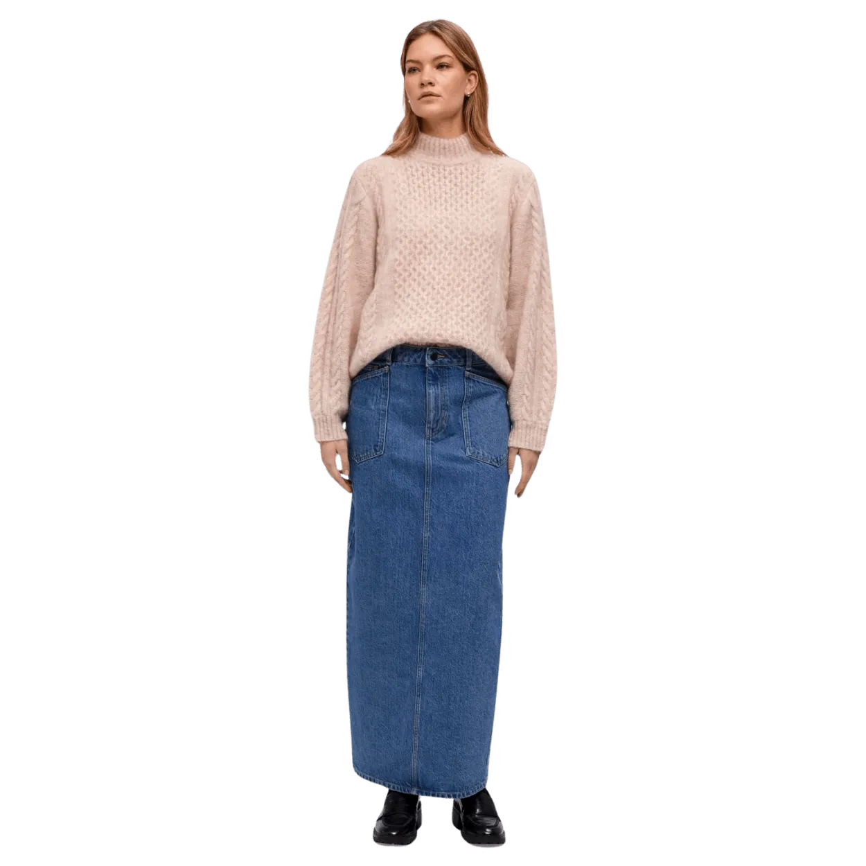 Object Thylane Long Denim Pencil Skirt