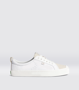 OCA Low White Premium Leather Vintage White Suede Sneaker Women