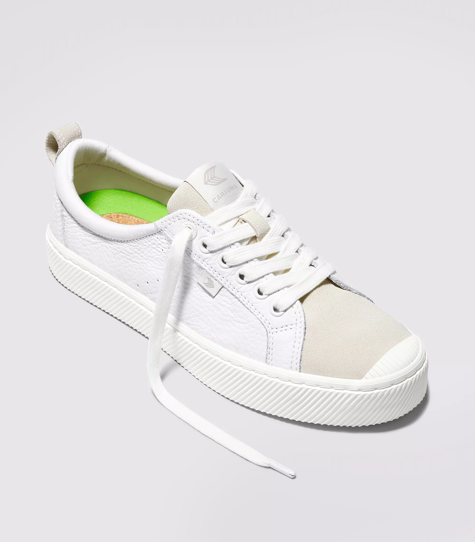 OCA Low White Premium Leather Vintage White Suede Sneaker Women