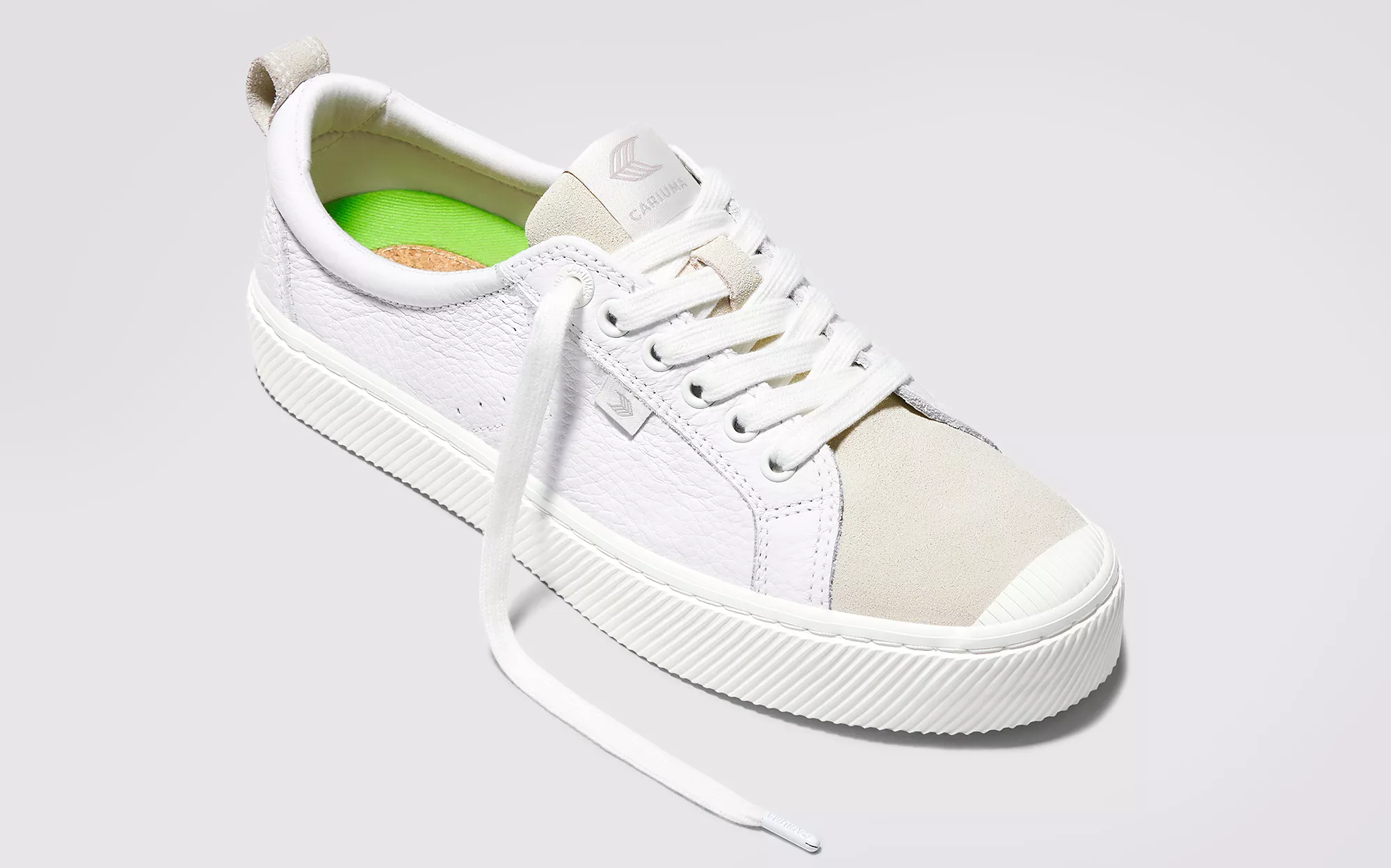 OCA Low White Premium Leather Vintage White Suede Sneaker Women