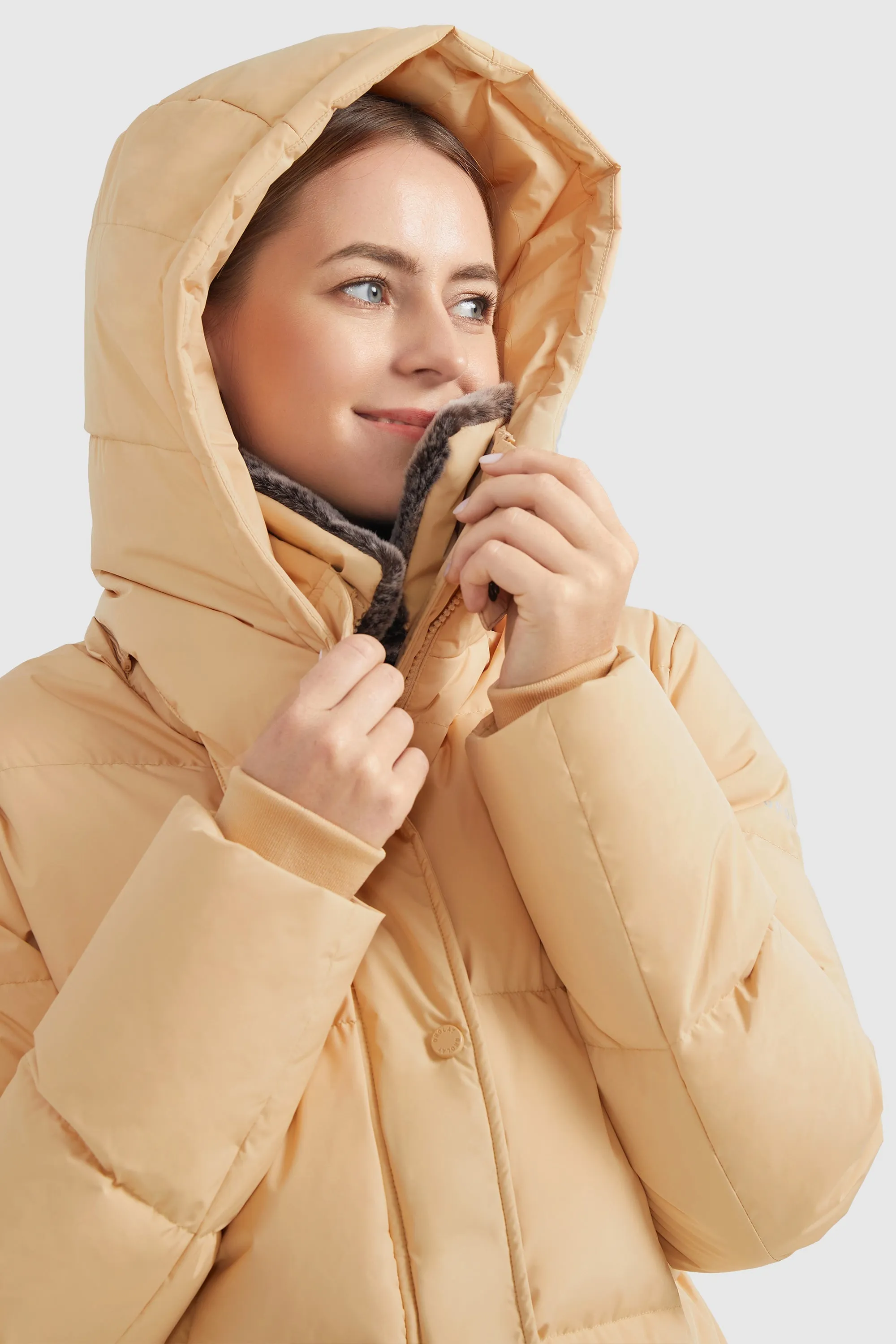 Removable Faux Fur Collar Puffer Down Jacket