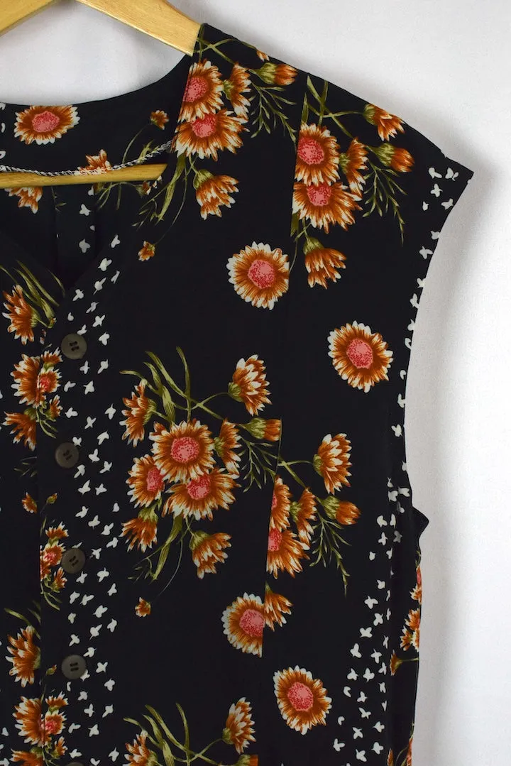 Reworked Sunflower Print Dress