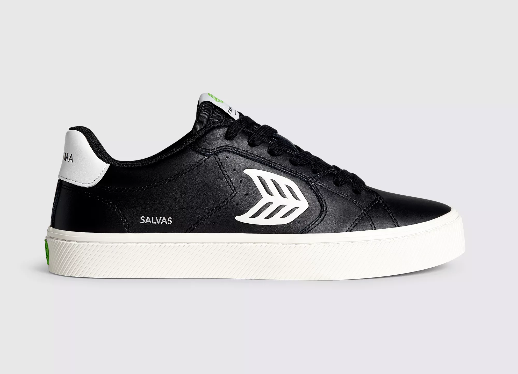 SALVAS Black Leather Off-White Logo Sneaker Women