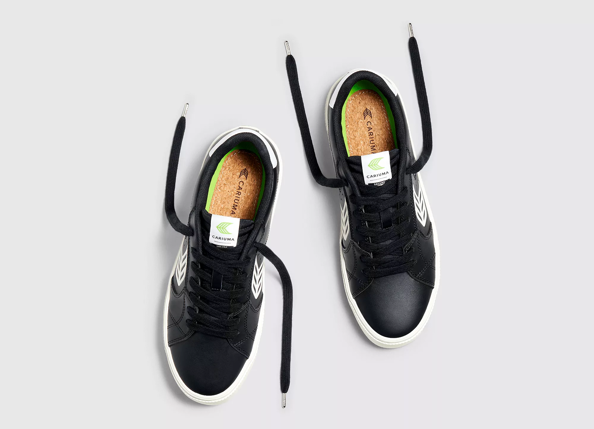 SALVAS Black Leather Off-White Logo Sneaker Women