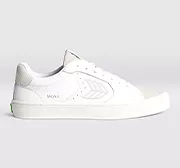 SALVAS White Premium Leather Vintage White Suede Ice Logo Sneaker Women