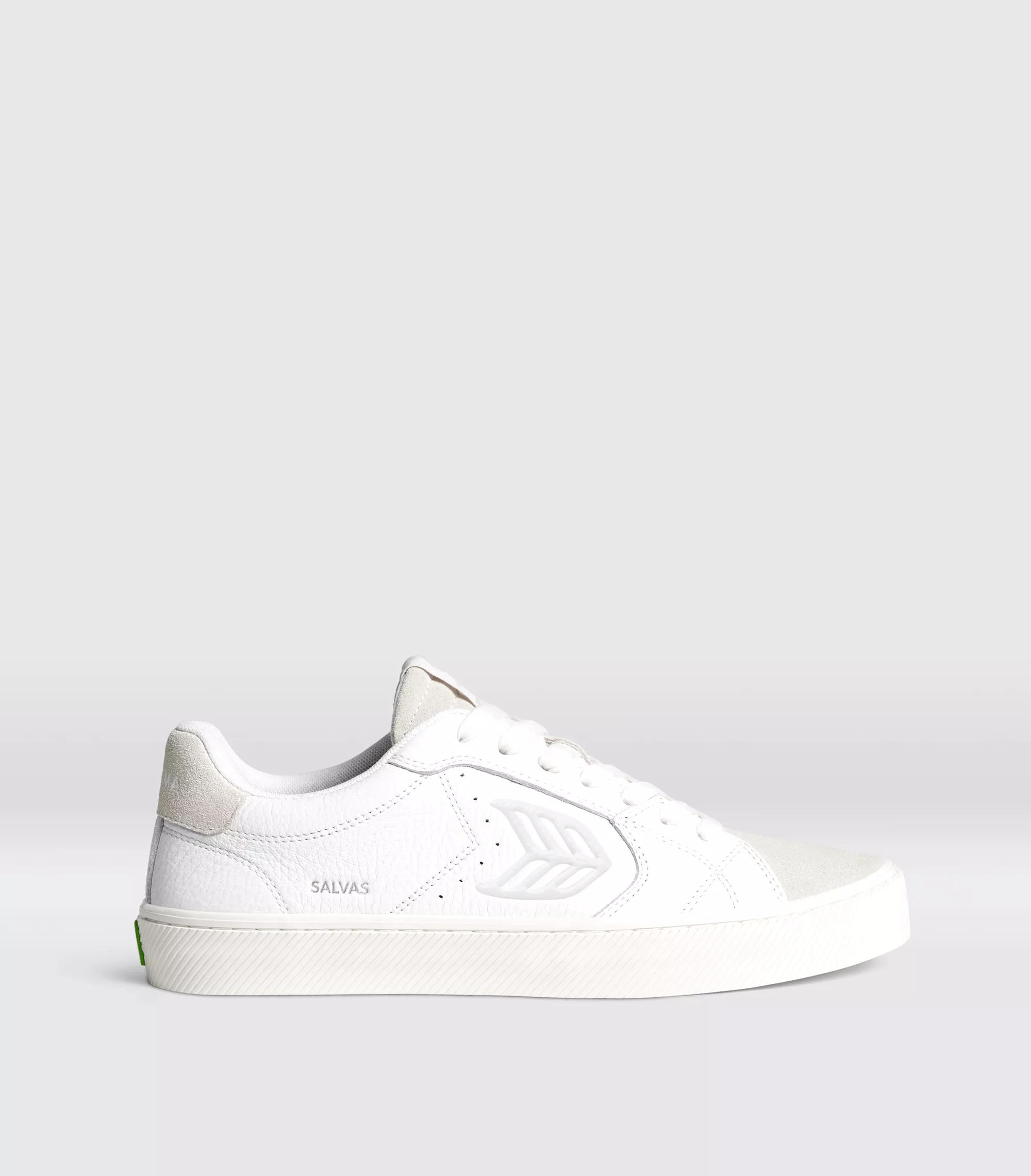 SALVAS White Premium Leather Vintage White Suede Ice Logo Sneaker Women