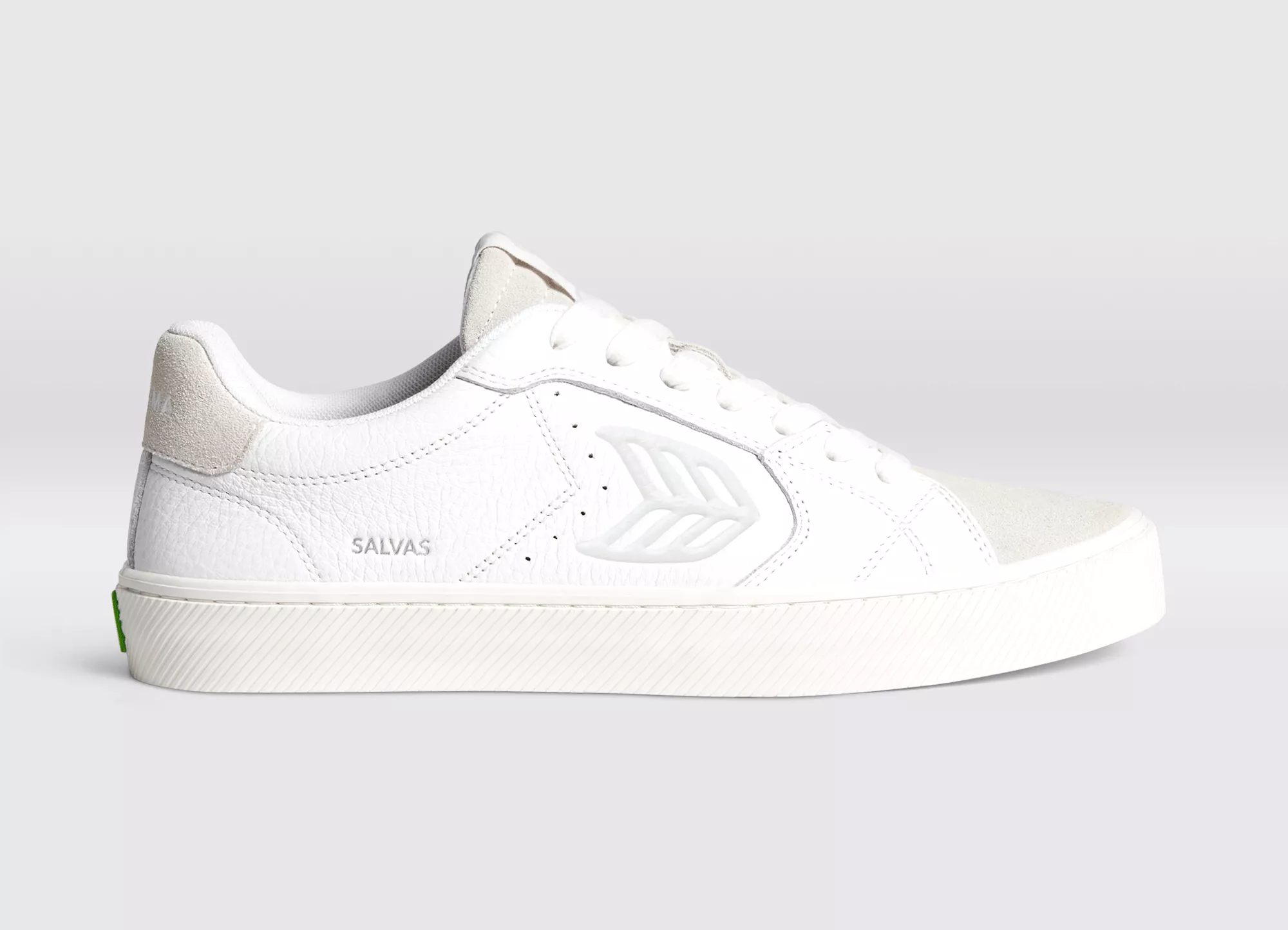 SALVAS White Premium Leather Vintage White Suede Ice Logo Sneaker Women