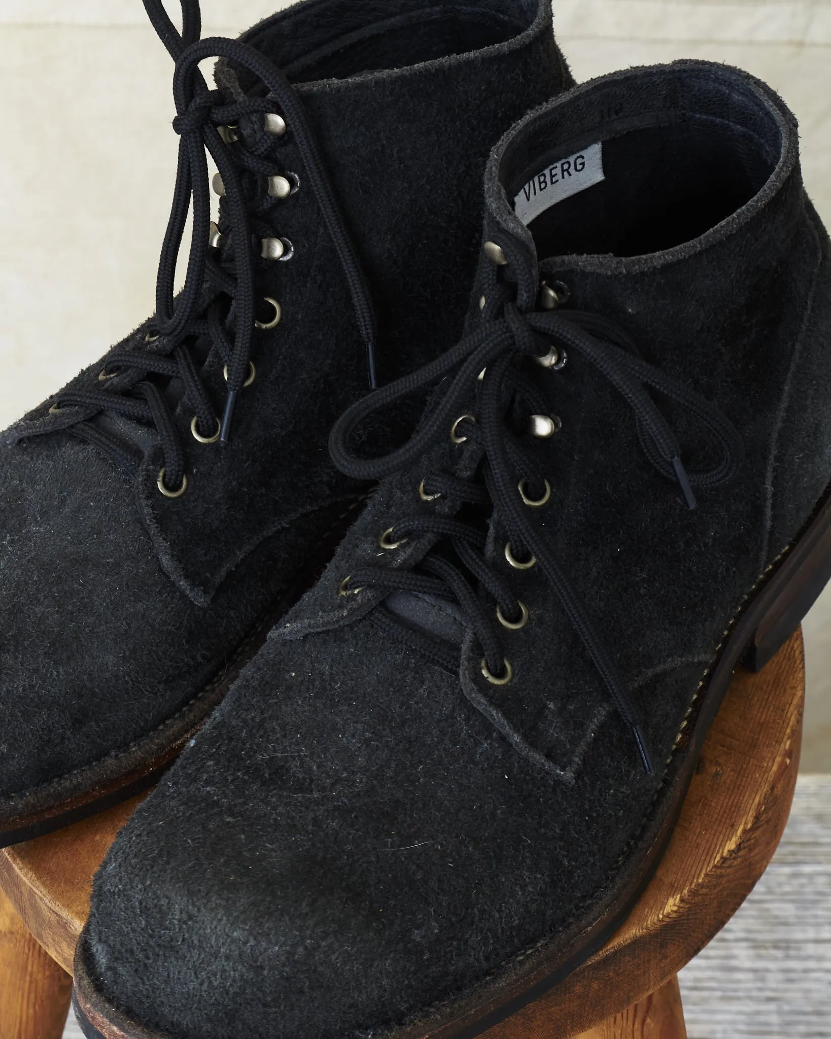 Second Hand Viberg Service Boot Black Unicorn Rough Out 10.5 E