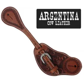 Showman Men's Floral Tooled Spur Straps