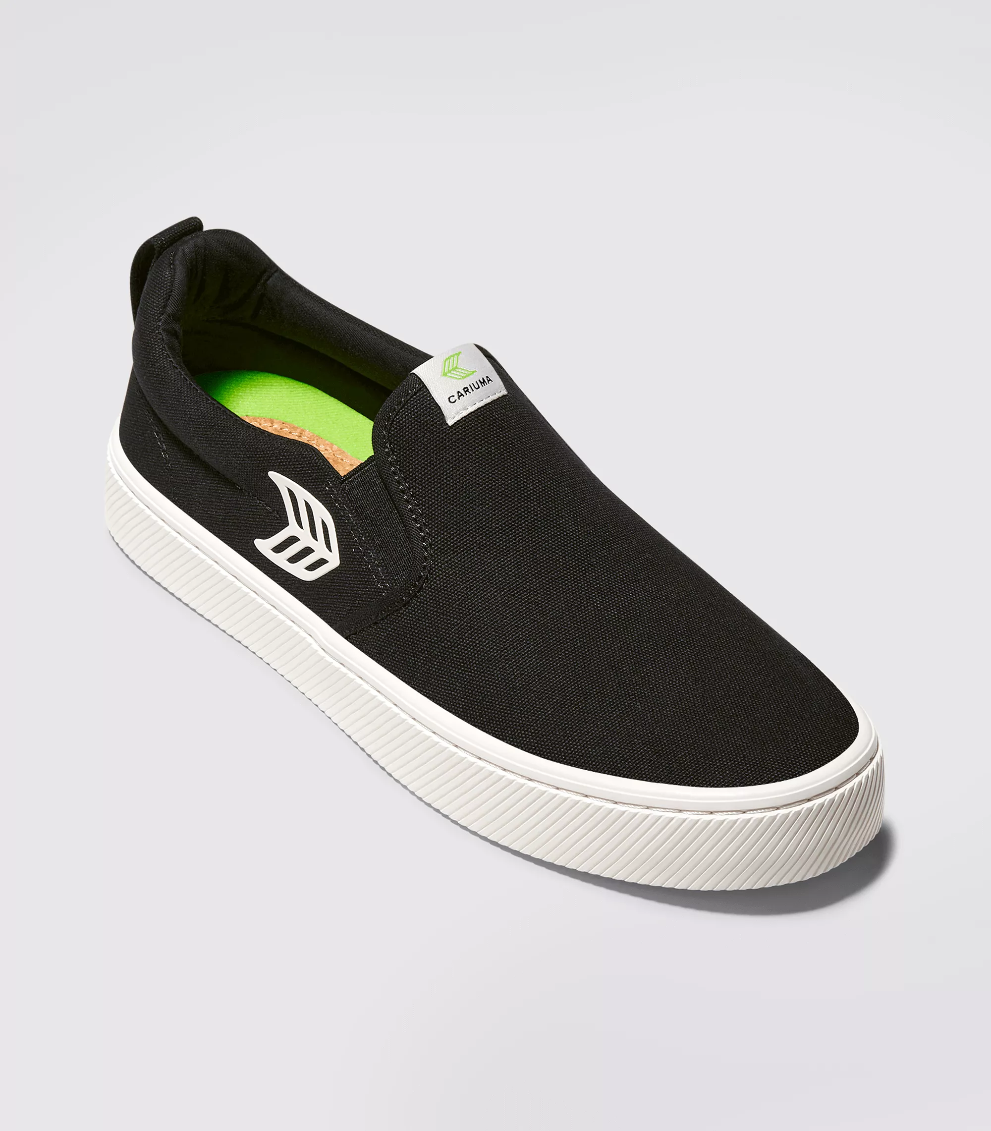 SLIP ON Black Canvas Off-White Logo Sneaker Women