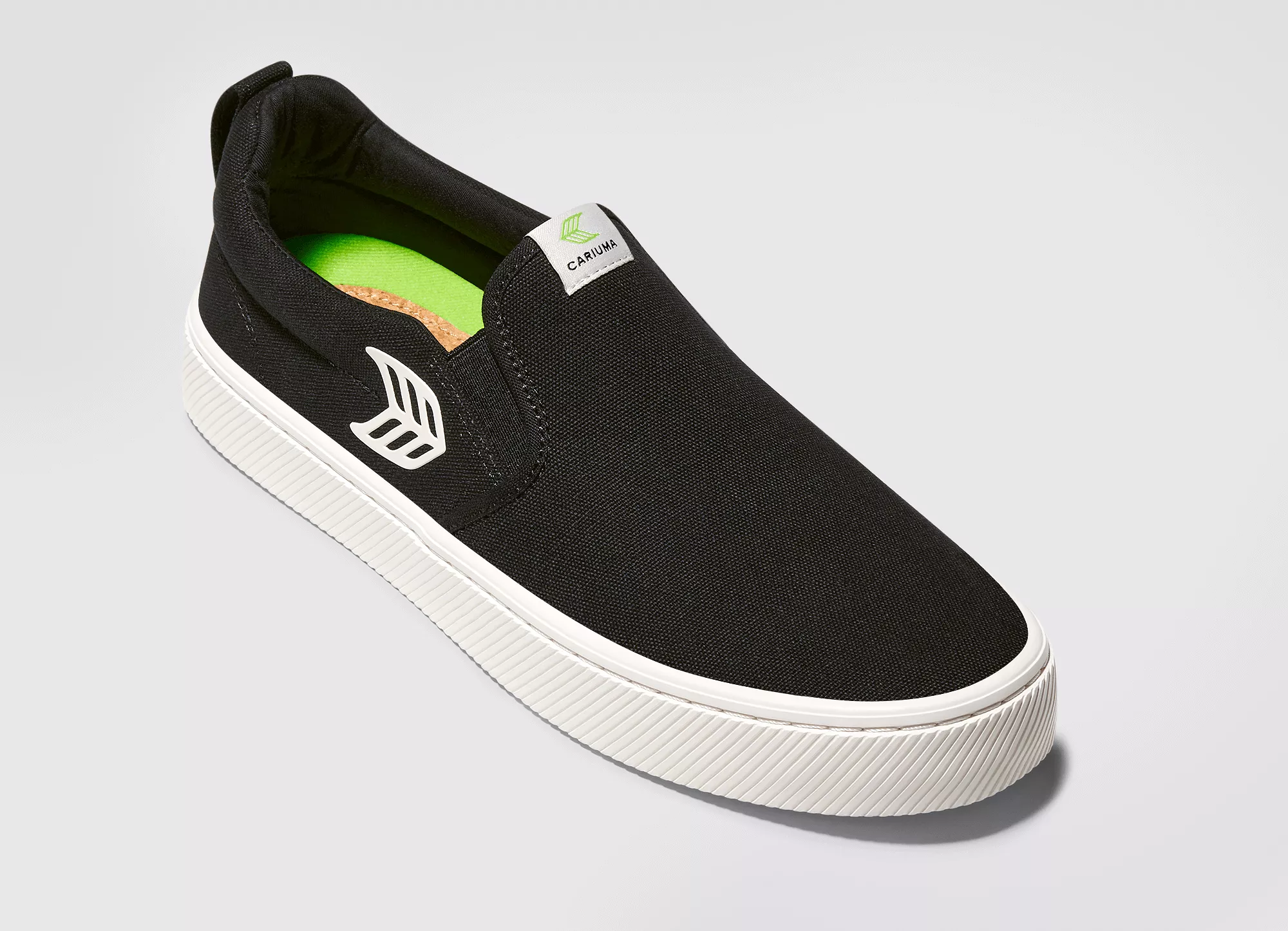 SLIP ON Black Canvas Off-White Logo Sneaker Women