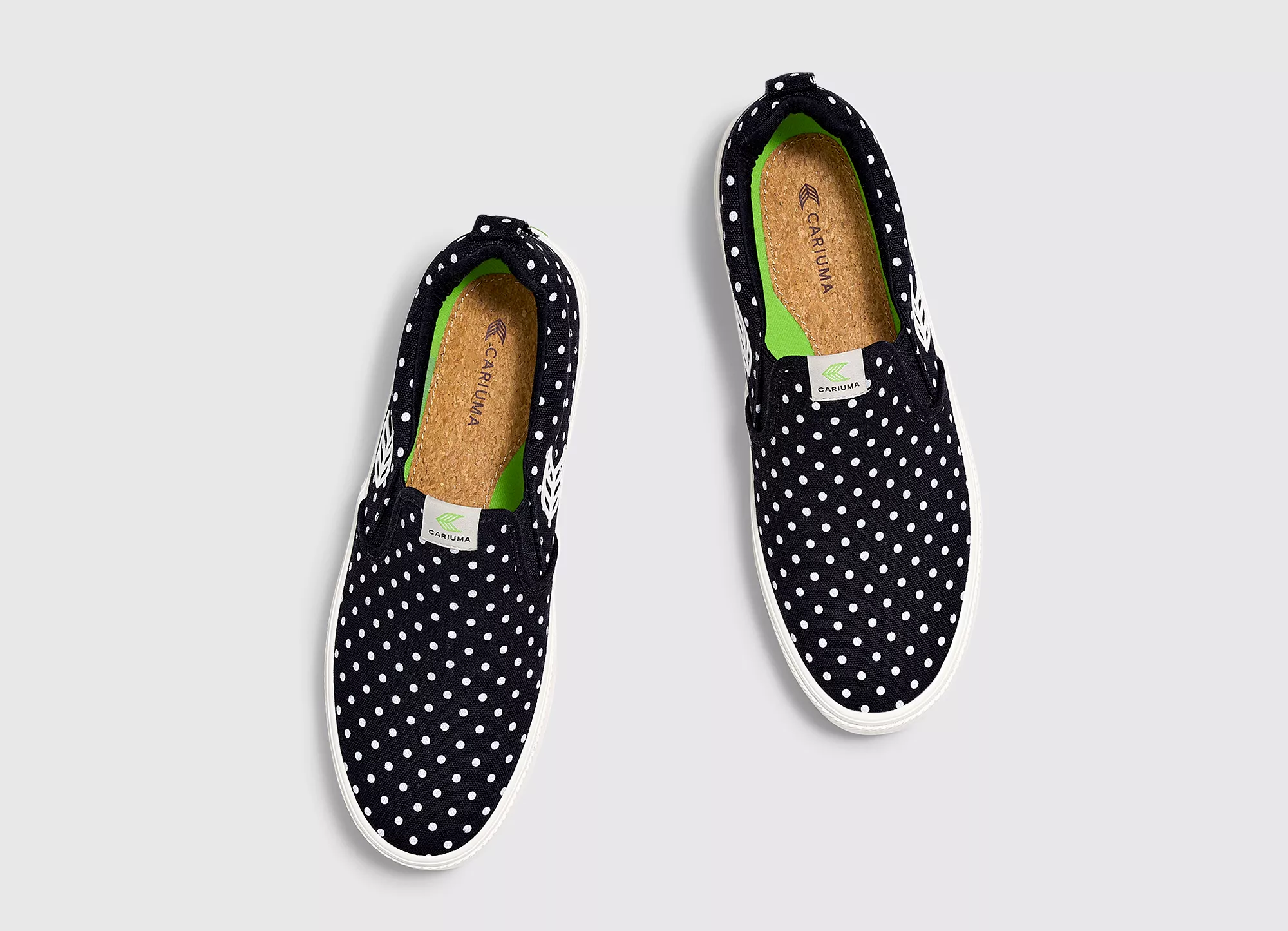 SLIP ON Black Canvas White Polka Dots Sneaker Women