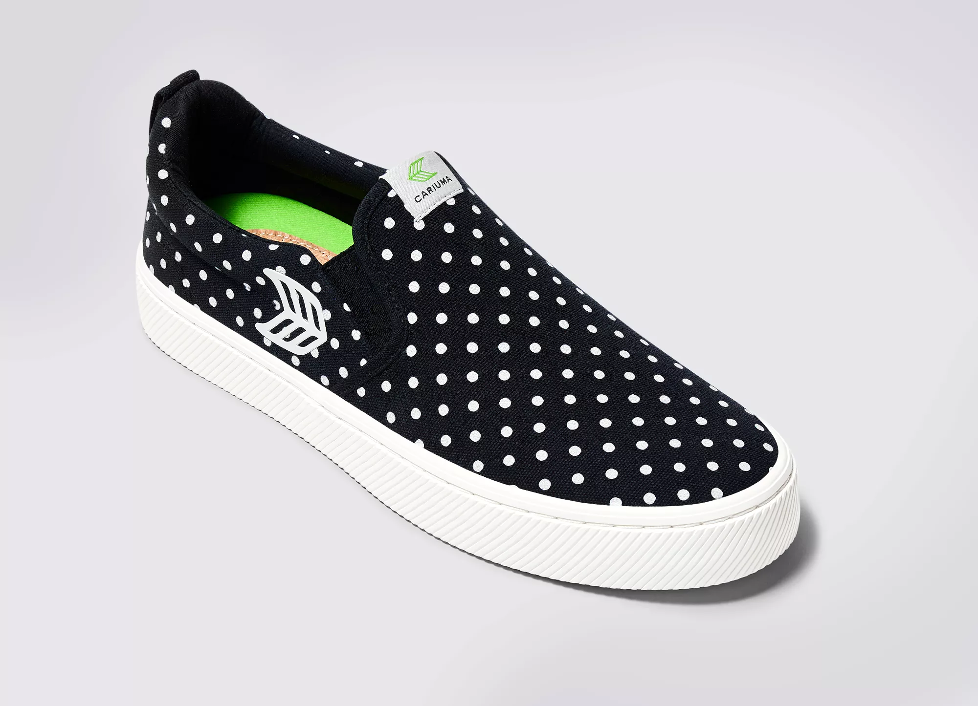 SLIP ON Black Canvas White Polka Dots Sneaker Women