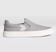 SLIP ON Light Grey Canvas Off-White Logo Sneaker Women