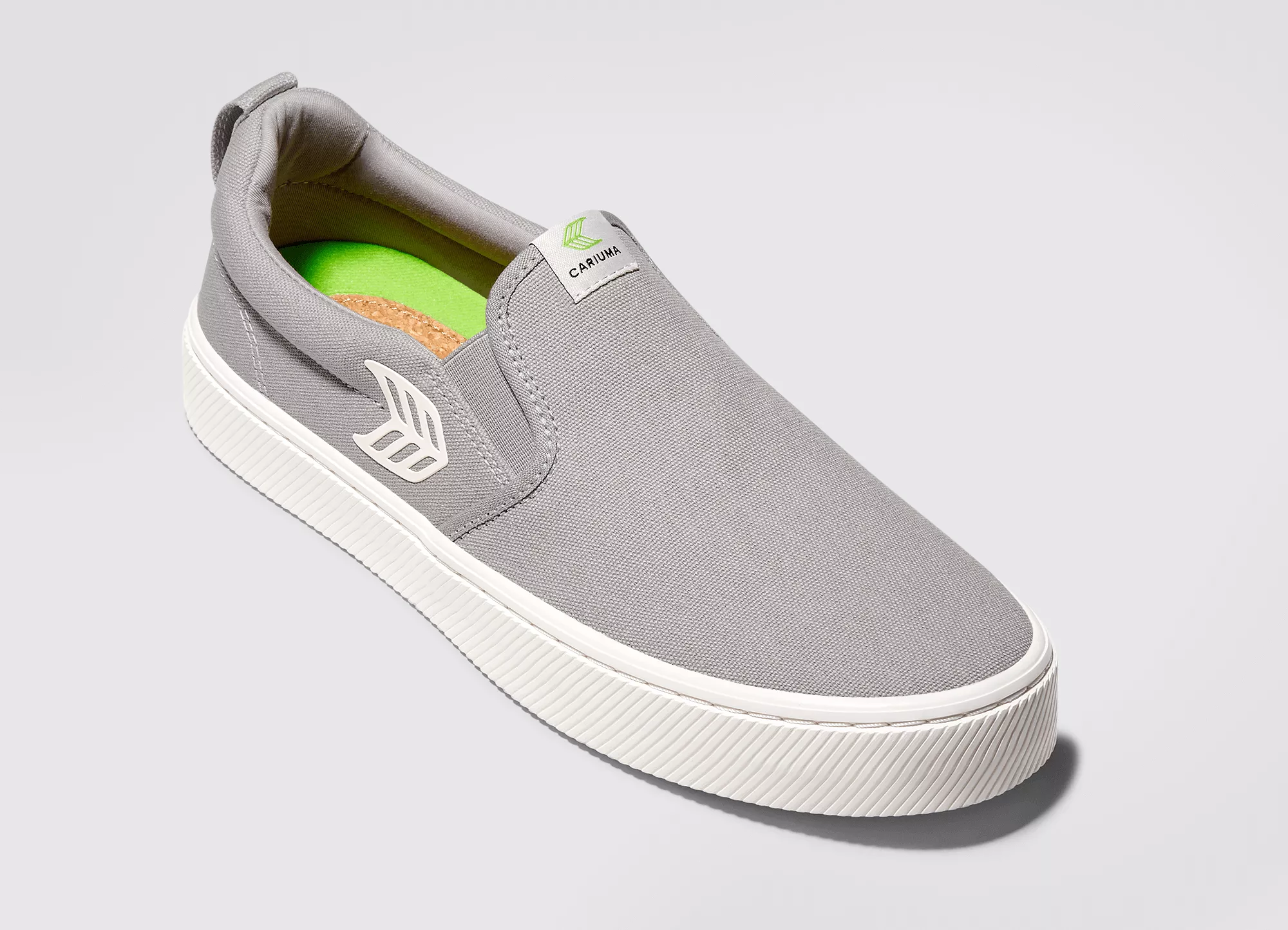 SLIP ON Light Grey Canvas Off-White Logo Sneaker Women