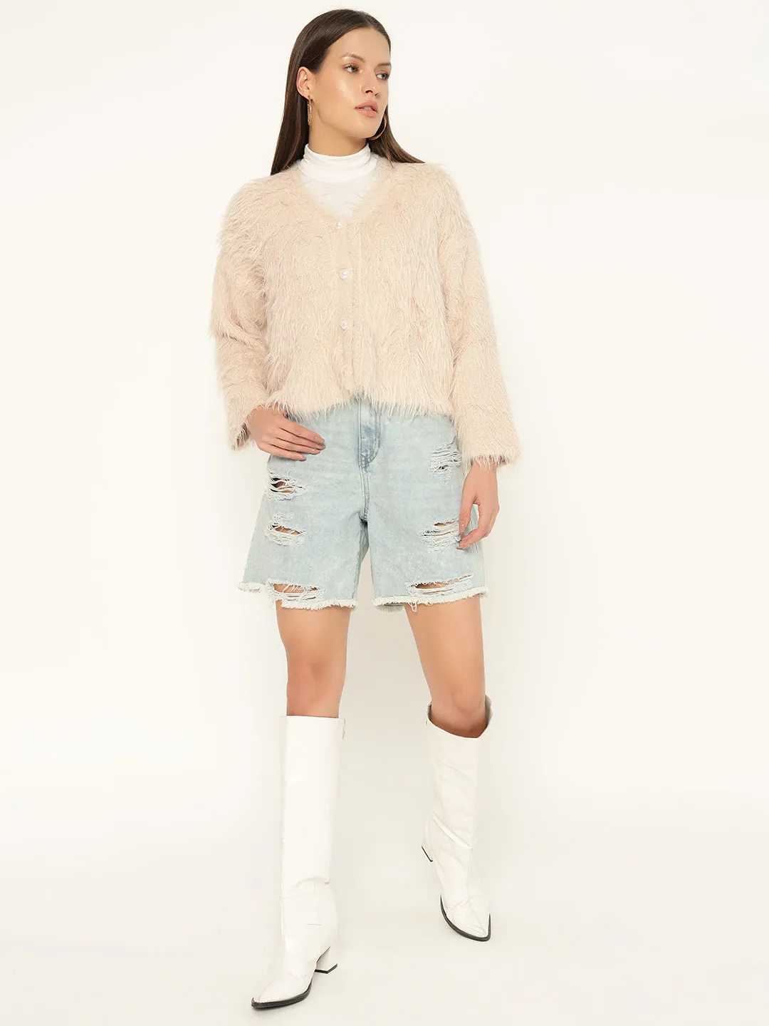 SOFT FUR SWEATER-BEIGE