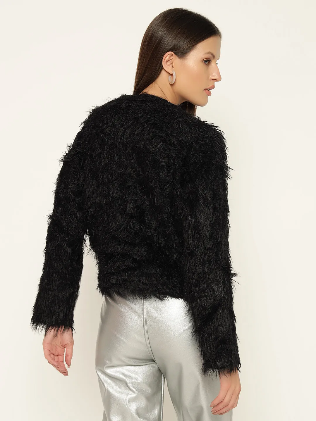 SOFT FUR SWEATER-BLACK