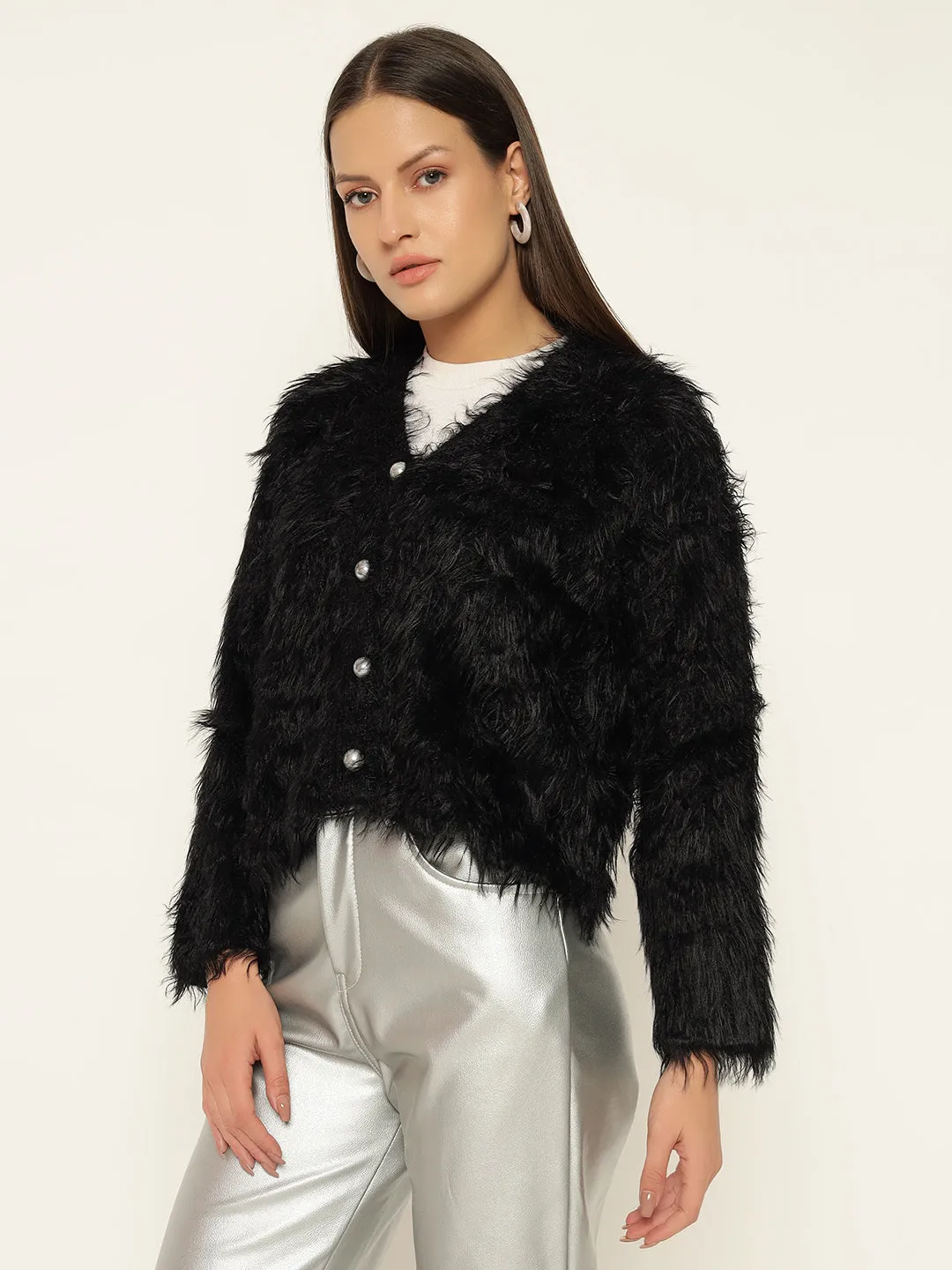 SOFT FUR SWEATER-BLACK