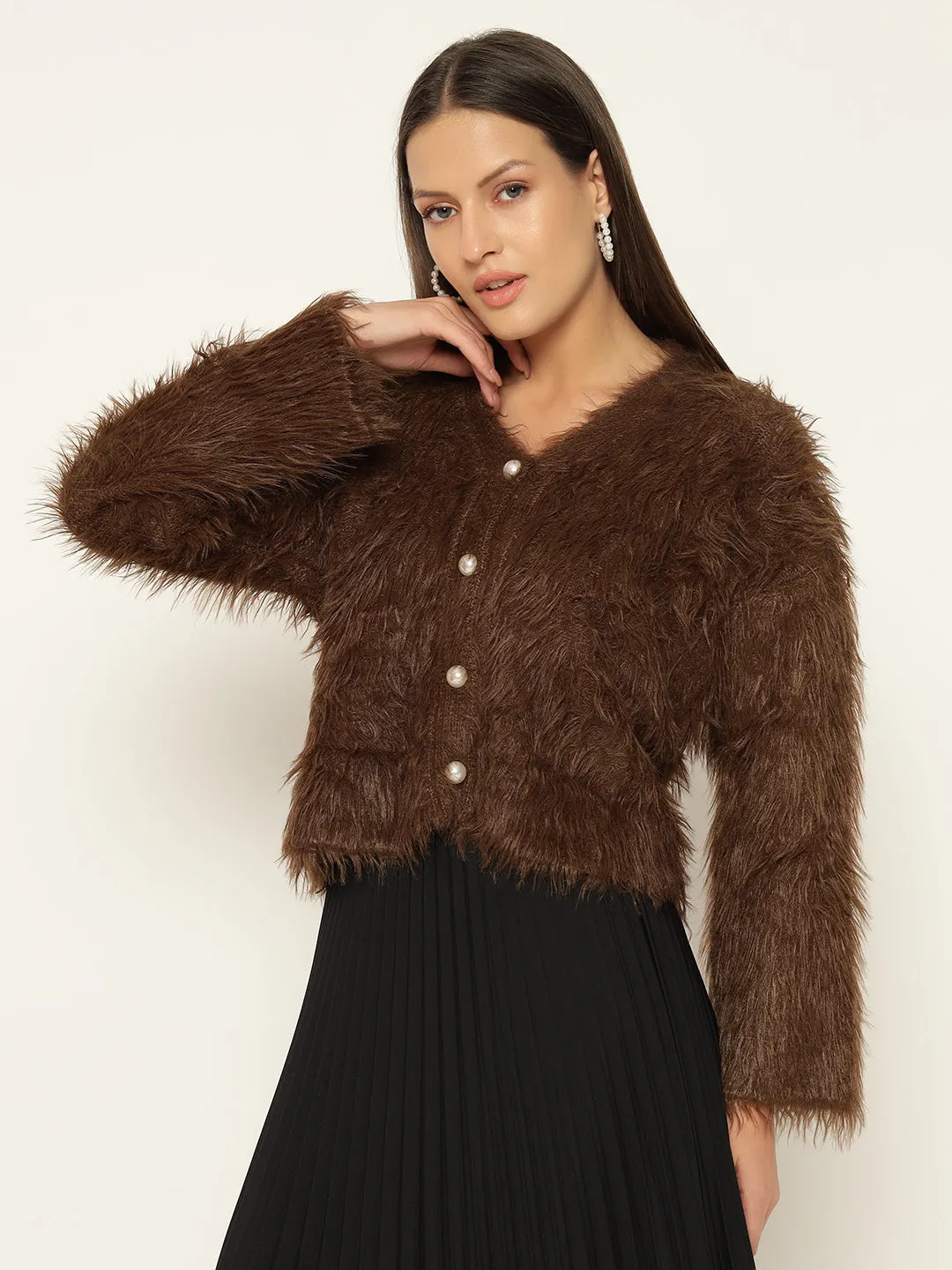 SOFT FUR SWEATER-BROWN