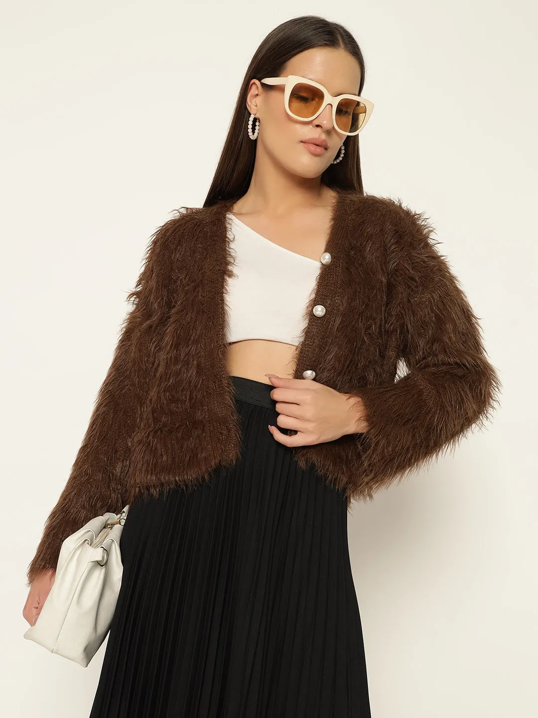 SOFT FUR SWEATER-BROWN