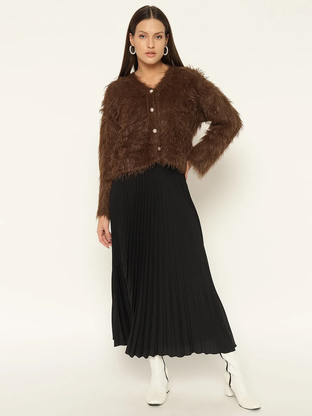 SOFT FUR SWEATER-BROWN