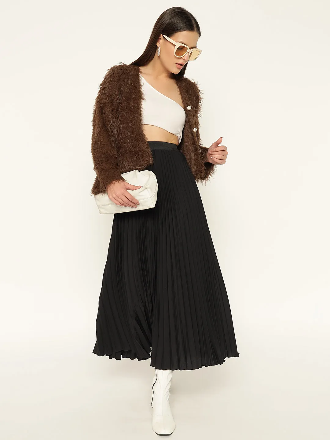 SOFT FUR SWEATER-BROWN