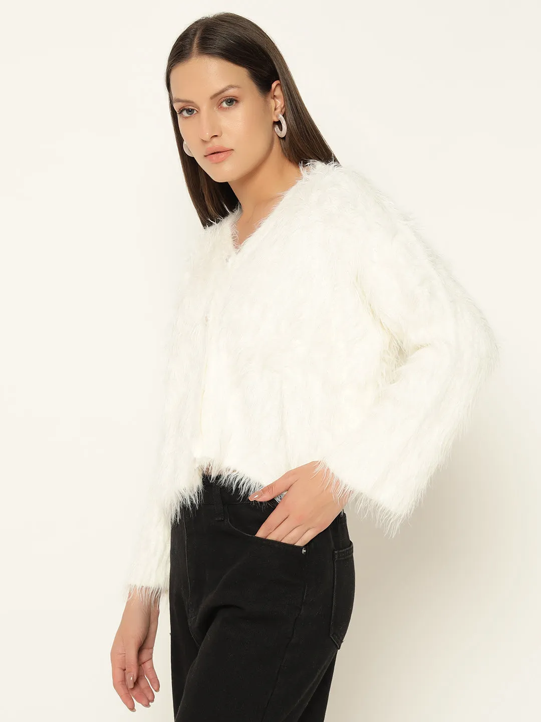 SOFT FUR SWEATER-WHITE