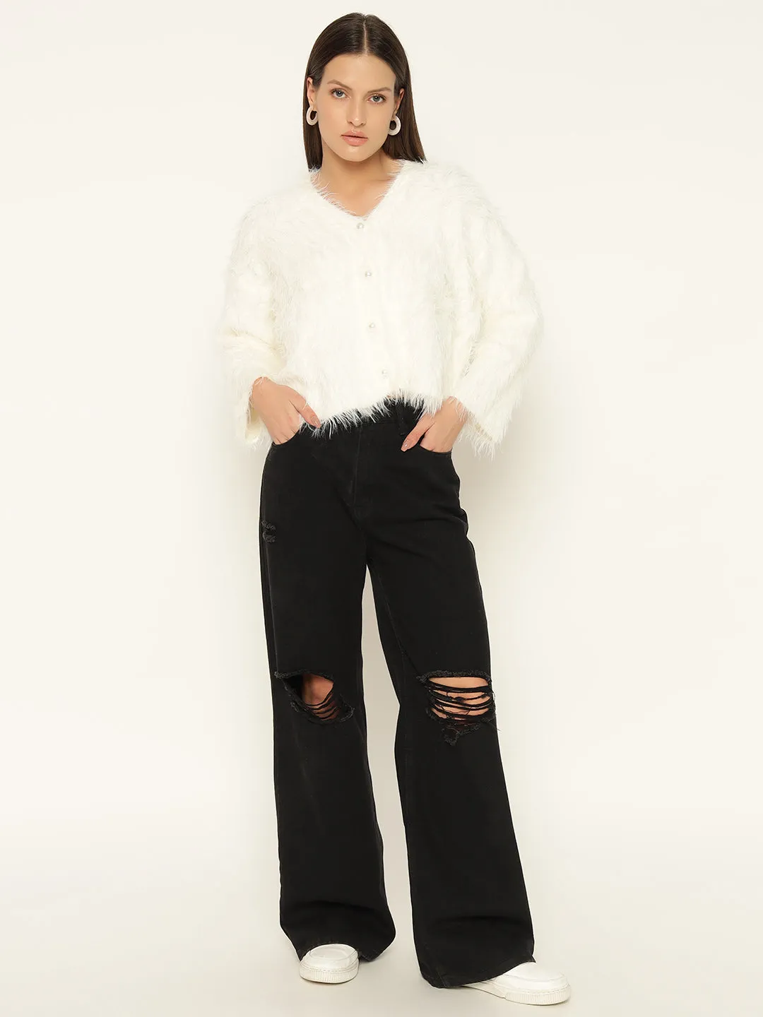 SOFT FUR SWEATER-WHITE