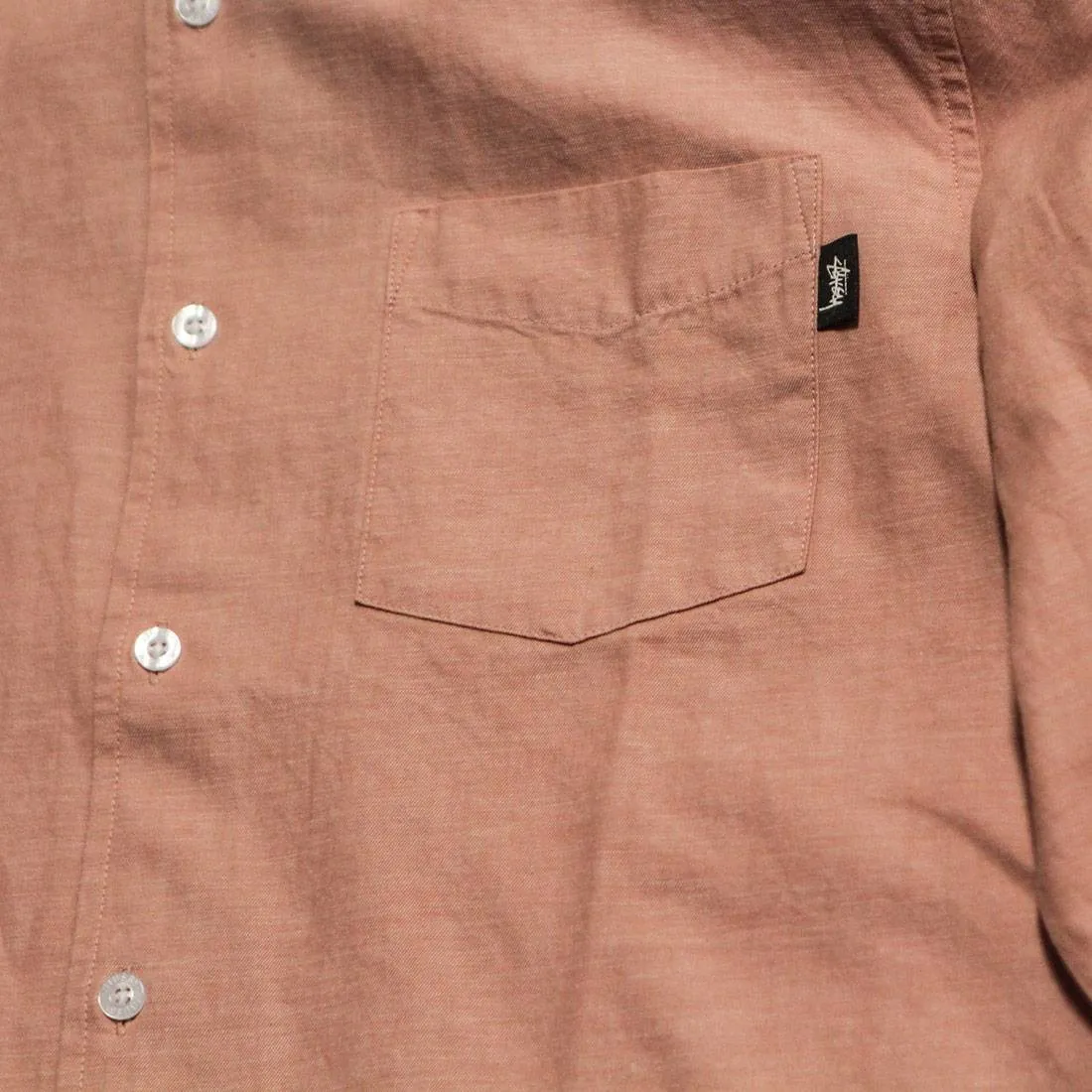 Stussy Men Classic Linen Long Sleeve Shirt (pink)