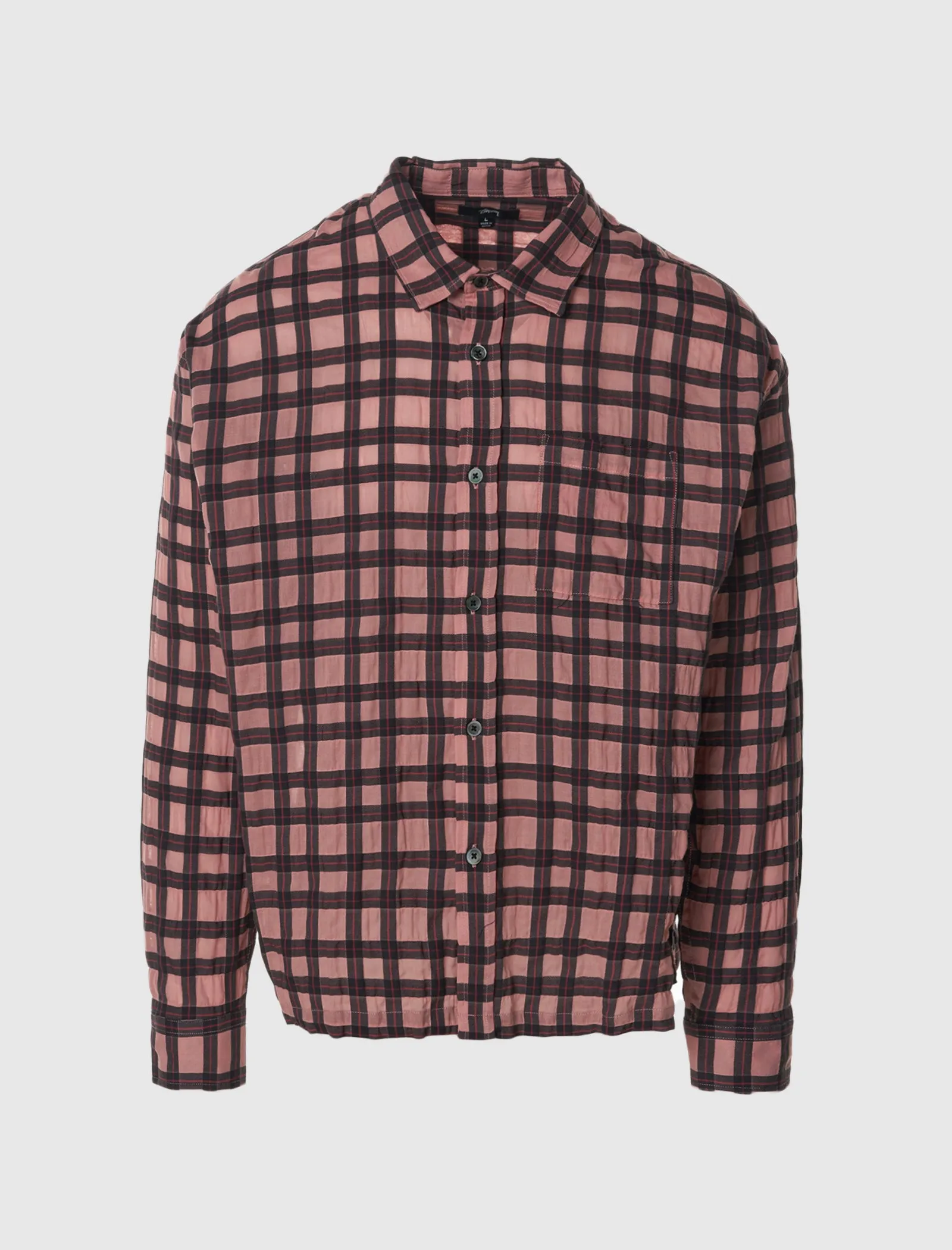 STUSSY SONOMA PLAID LONG SLEEVE SHIRT   PINK