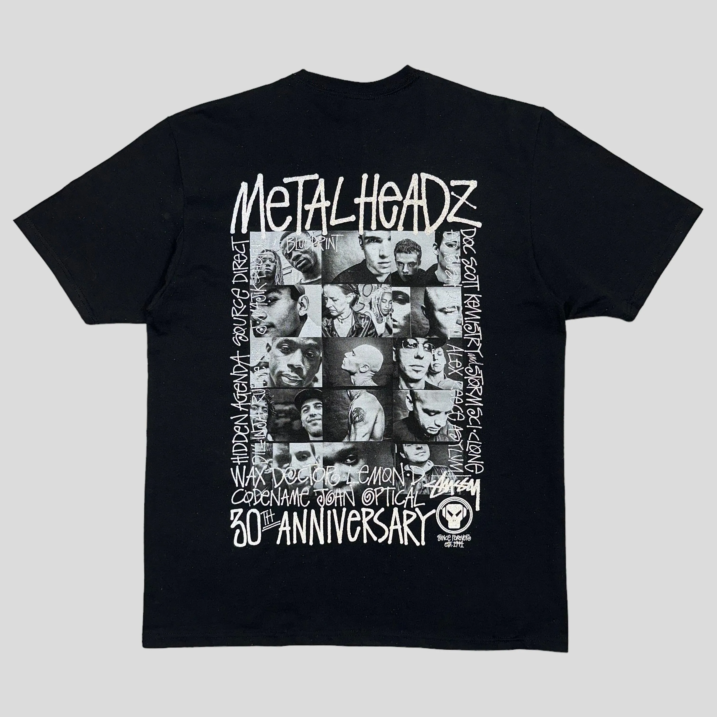 Stussy x Metalheadz 30th Anni T-shirt DSWT + Sticker etc - L