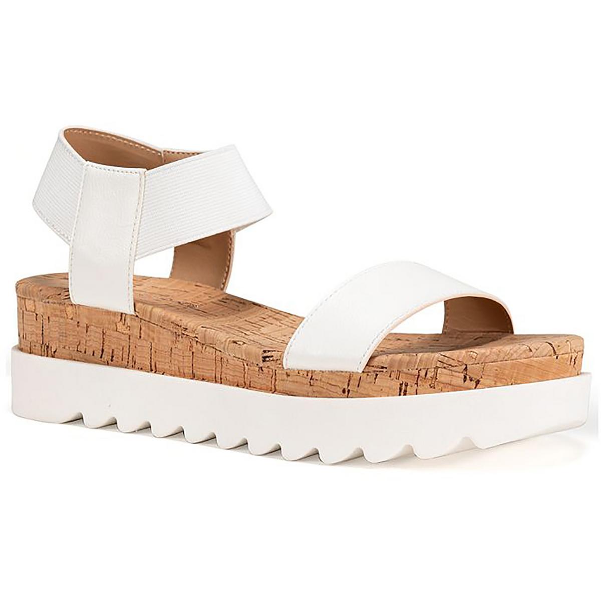 Sun + Stone Womens MELANY Faux Leather Cork Ankle Strap