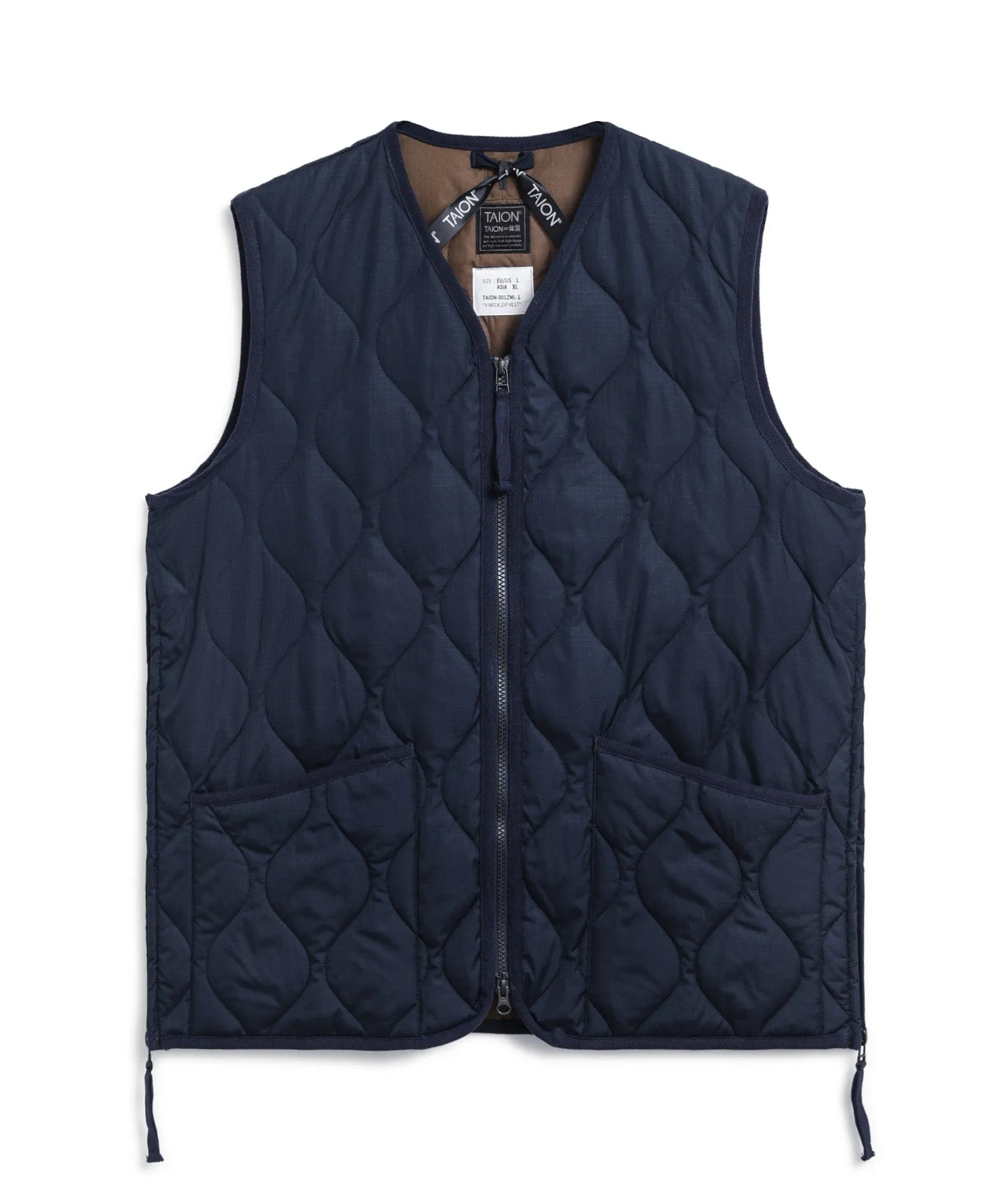 Taion - Military Zip V-Neck Down Vest - Dark Navy