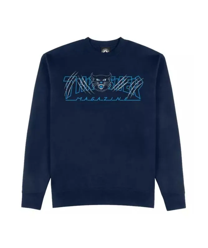 Thrasher Gato Crew Sweatshirt | Navy - 145445