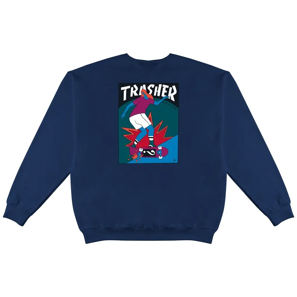 THRASHER HURRICANE CREWNECK - NAVY