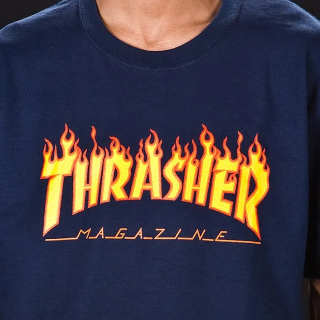 Thrasher Magazine Flame Logo T-Shirt (Navy)