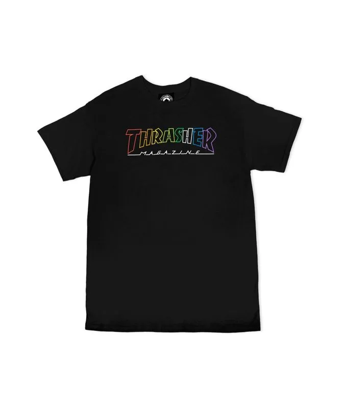 Thrasher Outlined Rainbow T-Shirt | Black